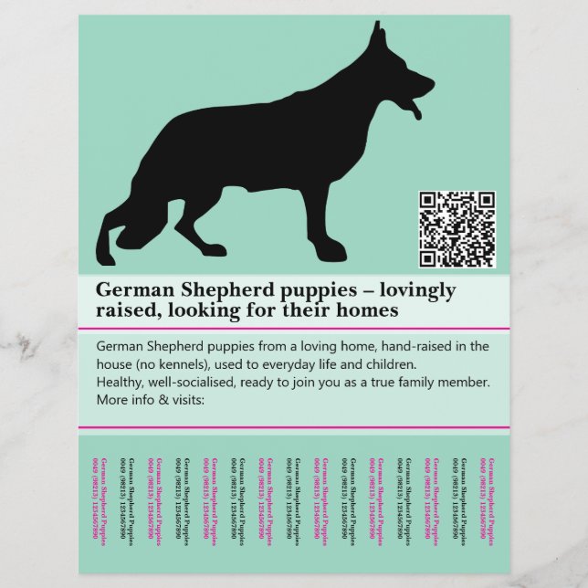 Custom German Shepherd Puppy Adoption Announcement Flyer (Front)