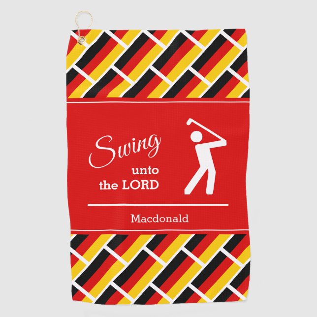 Custom GERMANY Christian Swing Unto The Lord Golf Towel (Front)