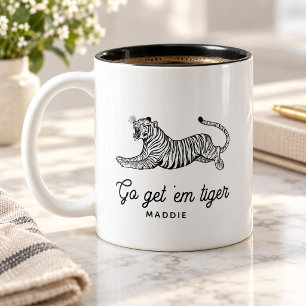 Custom Get Them Tiger Cool Minimalist Typography Two-Tone Coffee Mug