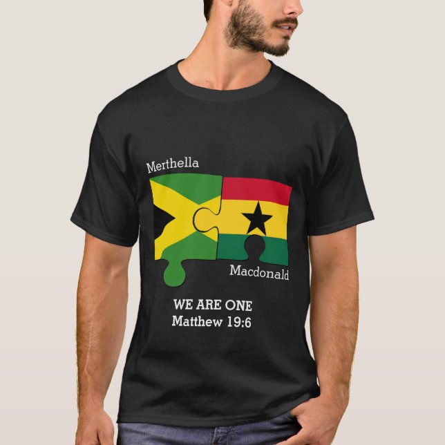 Custom GHANA JAMAICA Flag Christian T-Shirt (Front)