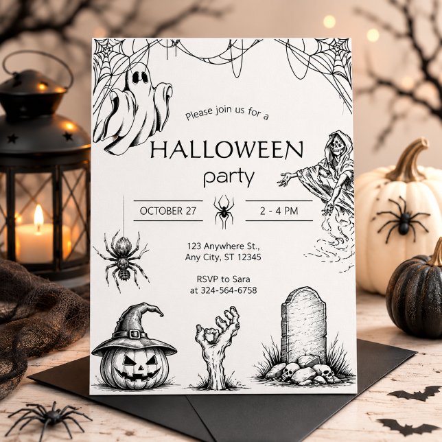 Custom Ghost, Skeleton & Pumpkin Invitation (Creator Uploaded)
