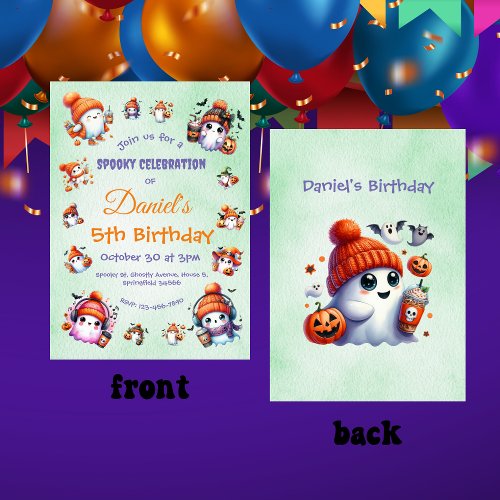 Custom Ghost Theme Kids Birthday Party Invitation