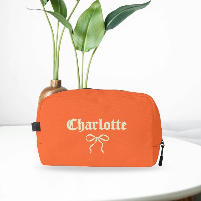 Custom Ghotic Bridesmaid Makeup Bag for Women (orange makeup bag, gothic coquette style bag, bridesmaid gift, bachelorette gift, bridal shower bag,)
