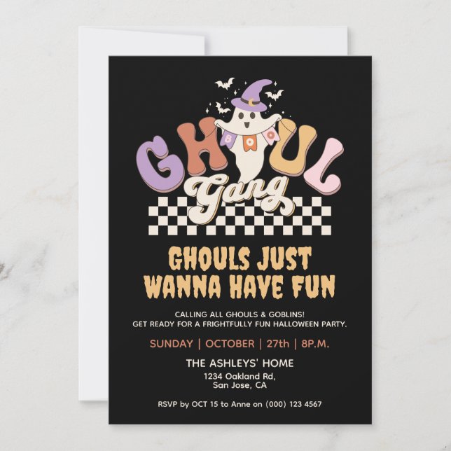 Custom Ghoul Gang Halloween Party Bach Party Group Invitation (Front)