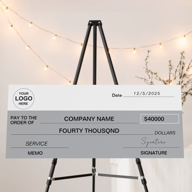 Custom Giant Check Board for Charity Events&Raffle (In Situ (Stand))