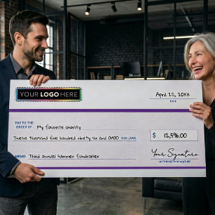 Custom Giant Check Charity Donation Promotional Foam Board
