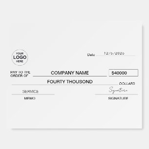 Custom Giant Check for Charity &Fundraising Events Foam Board
