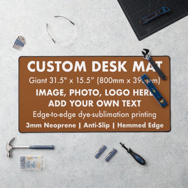 Custom Giant Desk Mat Protector Pad - Saddle Brown (Workstation)