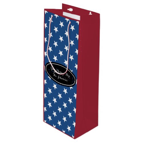 Custom gift bag for wine  Patriotic star pattern