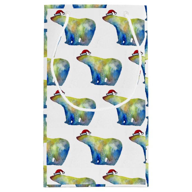 Custom Gift Bag - Small, Glossy - Bear Santa (Back)