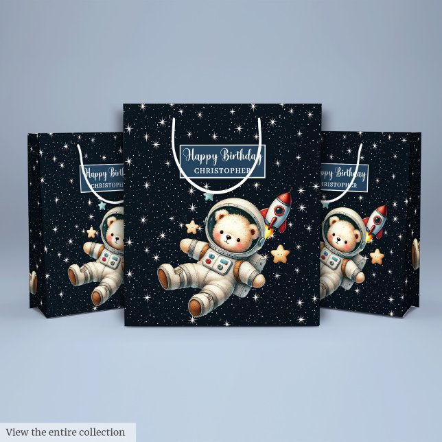Custom Gift Bag with Teddy Bear Astronaut Design (Custom Gift Bag with Teddy Bear Astronaut Design)