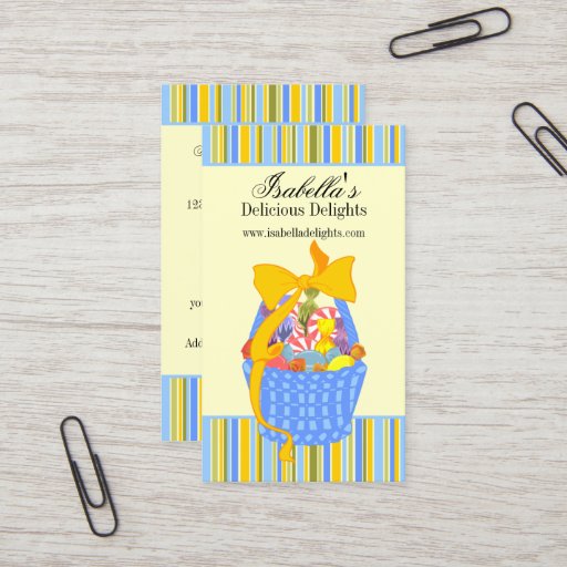 Customizable Goodies Basket With Ribbon Business Cards