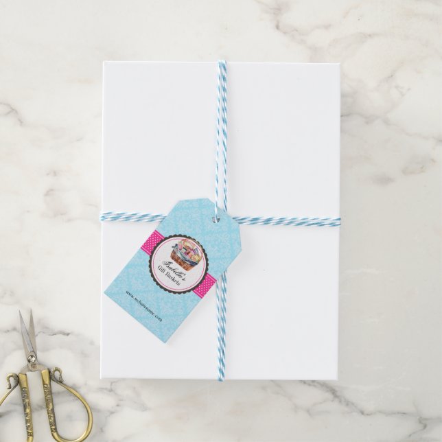 Custom Gift Basket Business Gift Tags (With Twine)