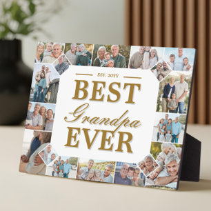 Custom Gift Best Grandpa Ever Family Photo Collage Plaque