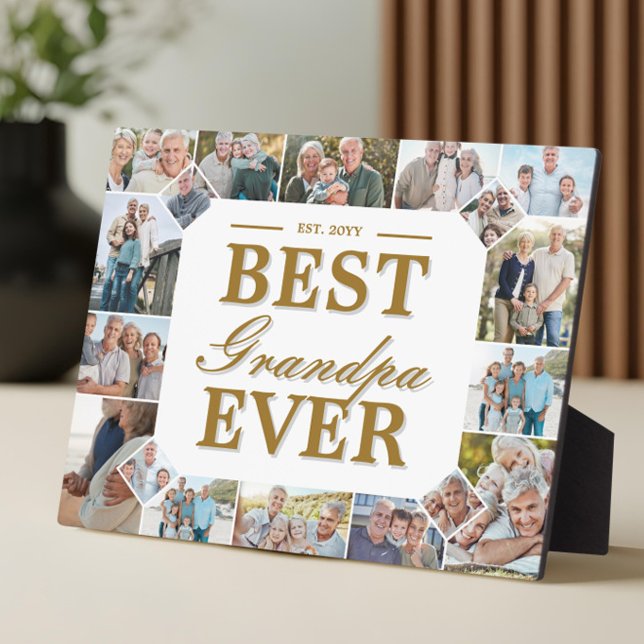 Custom Gift Best Grandpa Ever Family Photo Collage Plaque (Best Grandpa Ever Father's Day Photo Frame Collage)