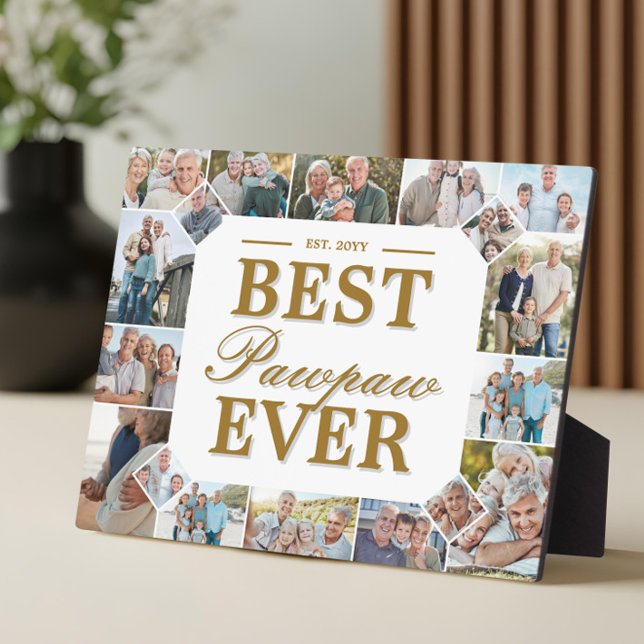 Custom Gift Best PawPaw Ever Family Photo Collage Plaque (Best Pawpaw Ever Father's Day Photo Frame Collage)
