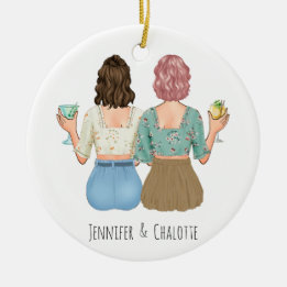 Custom gift Christmas for Best Friend portrait Ceramic Ornament