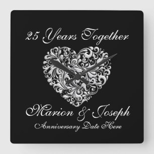 CUSTOM GIFT CLOCK 25TH SILVER ANNIVERSARY