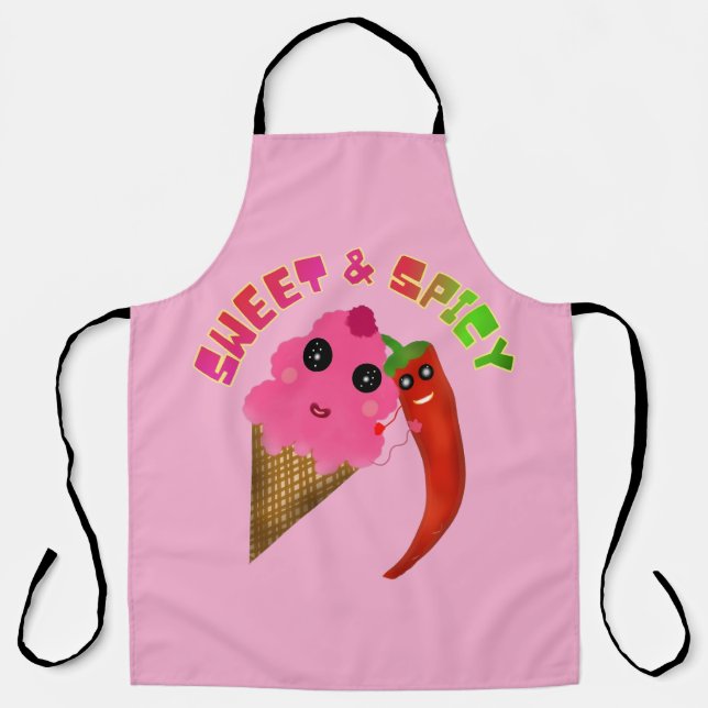 Custom gift Cute Ice Cream and Chili Pepper  Apron (Front)