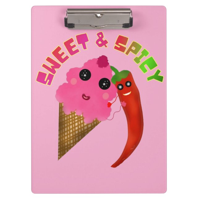Custom gift Cute Ice Cream and Chili Pepper  Clipboard (Front)