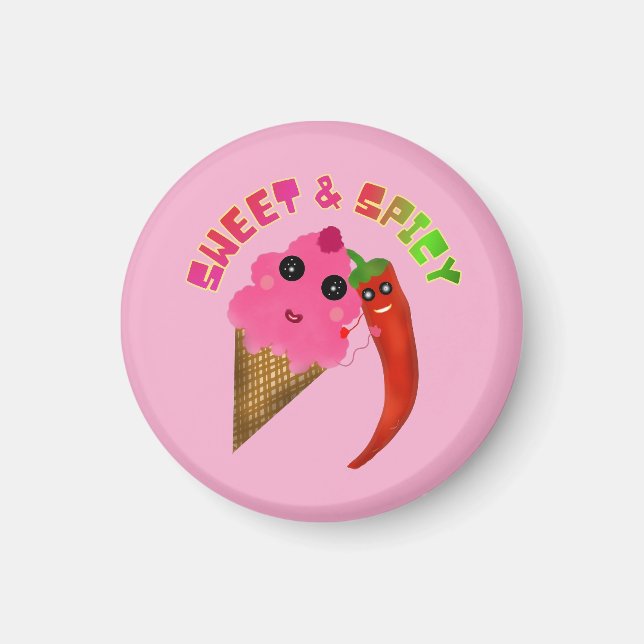 Custom gift Cute Ice Cream and Chili Pepper  Magnet (Front)