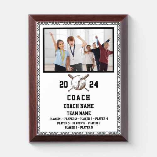 Custom Gift for Baseball Coach with Team Picture Award Plaque