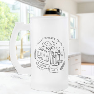Custom Gift For Beer Lover Personalized Home Bar Frosted Glass Beer Mug