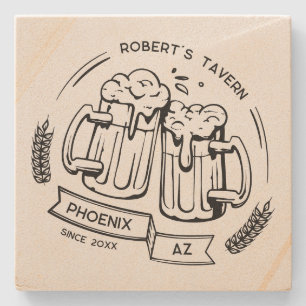 Custom Gift For Beer Lover Personalized Home Bar Stone Coaster