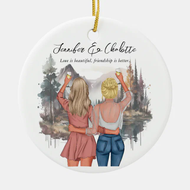 Custom gift for Best Friend portrait Ceramic Ornament | Zazzle