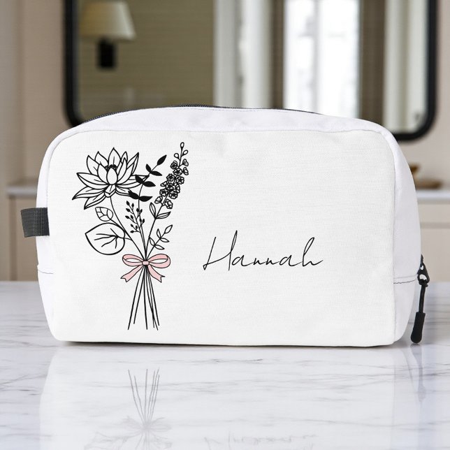 Custom Gift For Bridesmaid Floral Pink Bow  Dopp Kit (Creator Uploaded)