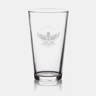 Custom Gift For Guitar Players Drinkware Bar Glass