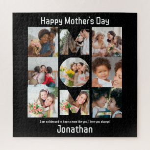 Custom Gift for Mom Mothers Day 9 Photo Collage Jigsaw Puzzle