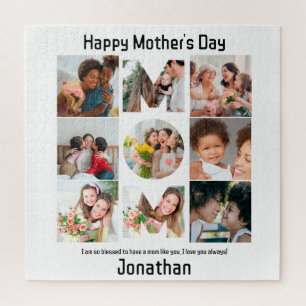 Custom Gift for Mom Mothers Day 9 Photo Collage Jigsaw Puzzle