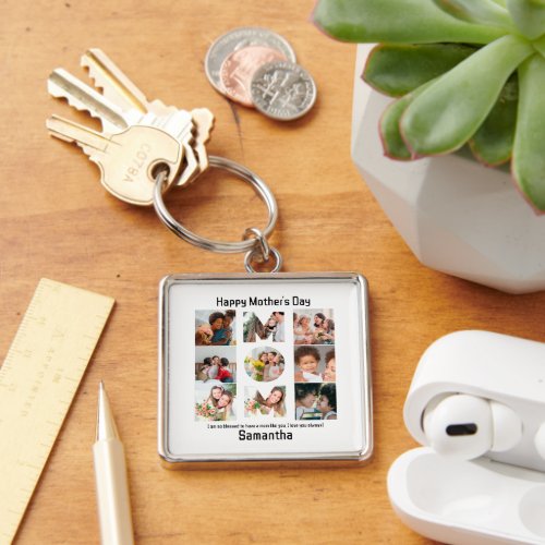 Custom Gift for Mom Mothers Day 9 Photo Collage Keychain