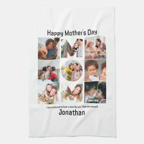 Custom Gift for Mom Mothers Day 9 Photo Collage Kitchen Towel
