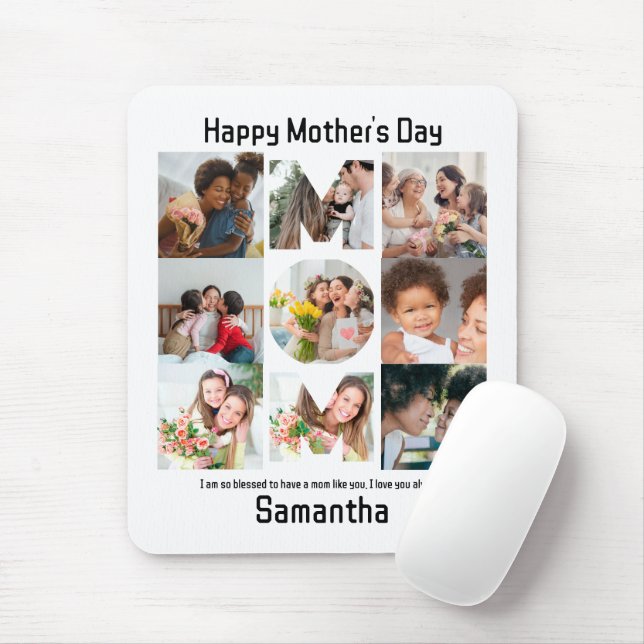 Custom Gift for Mom Mothers Day 9 Photo Collage Mouse Pad (With Mouse)