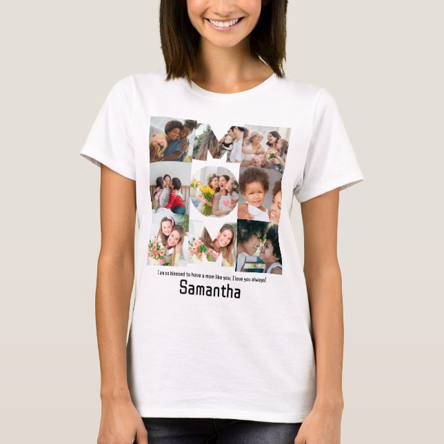 Custom Gift for Mom Mothers Day 9 Photo Collage T-Shirt (Front)