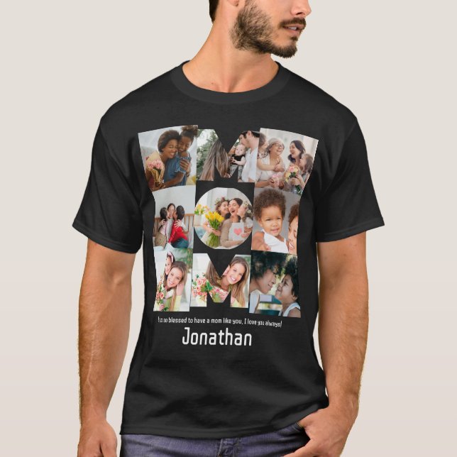 Custom Gift for Mom Mothers Day 9 Photo Collage T-Shirt (Front)