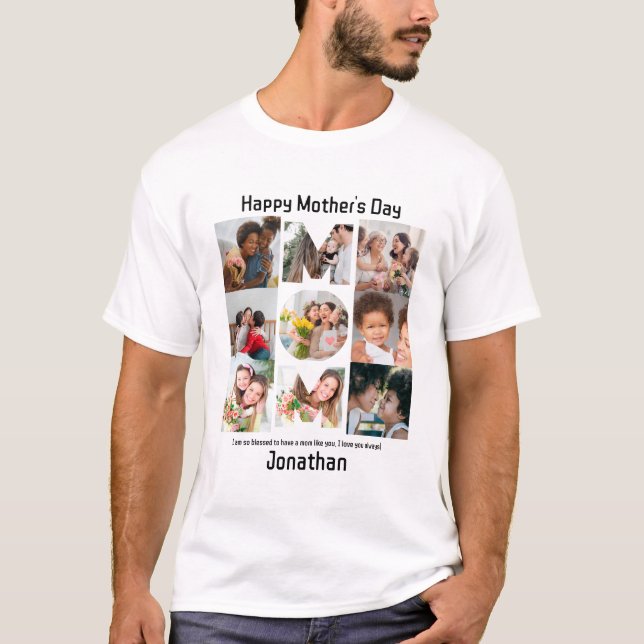 Custom Gift for Mom Mothers Day 9 Photo Collage T-Shirt (Front)