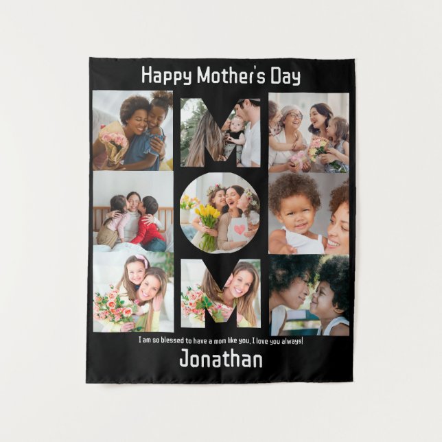 Custom Gift for Mom Mothers Day 9 Photo Collage Tapestry (Front)