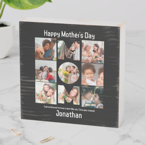 Custom Gift for Mom Mothers Day 9 Photo Collage Wooden Box Sign