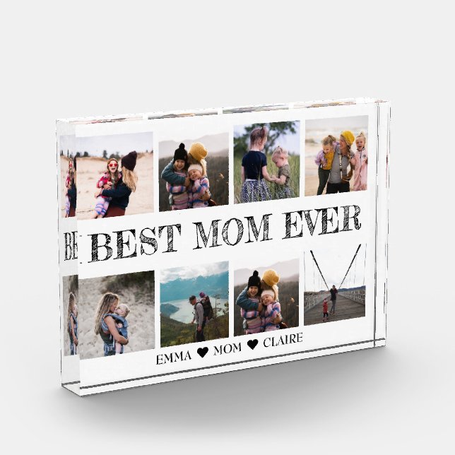 Custom Gift For Mom Photo Collage Acrylic Block (Left)