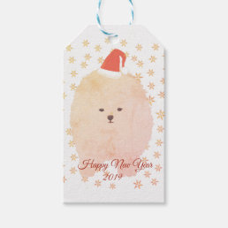 Custom Gift Tag,  Dog Santa Golden Snowflakes Gift Tags
