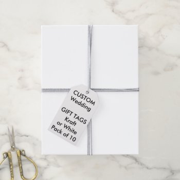 Custom Gift Tags (10) White  Twine Grey by PersonaliseMyWedding at Zazzle