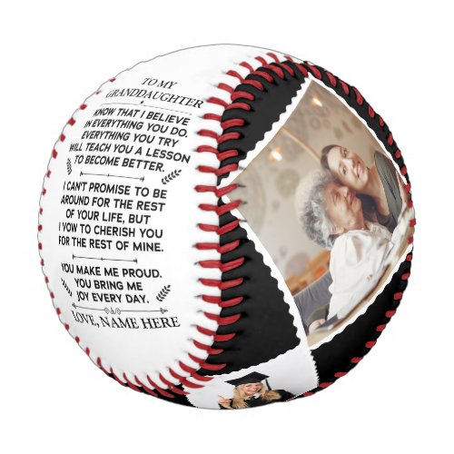 Custom Gift To My Granddaughter with 4 Photos Baseball