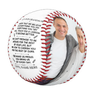 Custom Gift To Our Grandson with 2 Photos Baseball