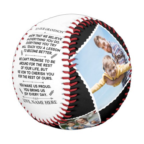 Custom Gift To Our Grandson with 4 Photos Baseball