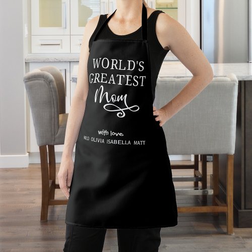 Custom Gift Worlds Greatest Mom Black and White Apron