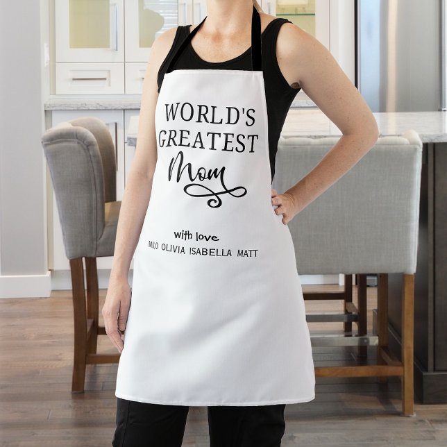 Custom Gift World's Greatest Mom, White and Black, Apron (Creator Uploaded)