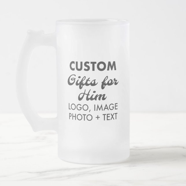 Custom Gifts for Him Frosted Glass Mug 16oz. (Left)